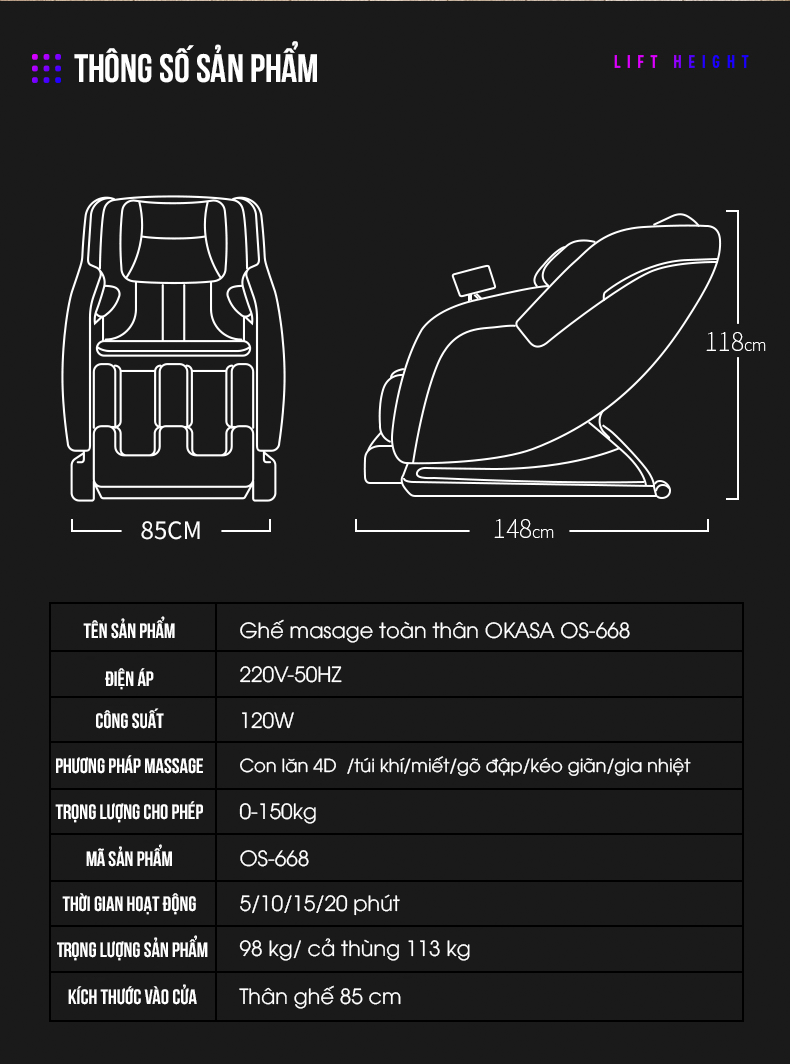 Ghế massage toàn thân Okasa OS-668